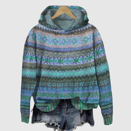 Amarae | Hoodie with Norwegian pattern - Knitted sweater with hood