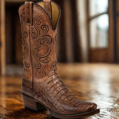 Amarae | Western boots - Embossed leather with block heel