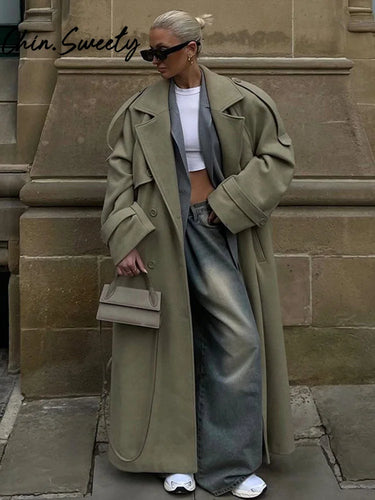 Amarae | Women's coat - Elegant and comfortable coat with belt and double row of buttons for cold days