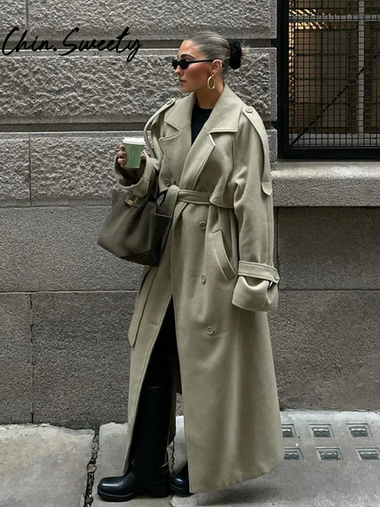 Lune London | Women's coat - Elegant and comfortable coat with belt and double row of buttons for cold days