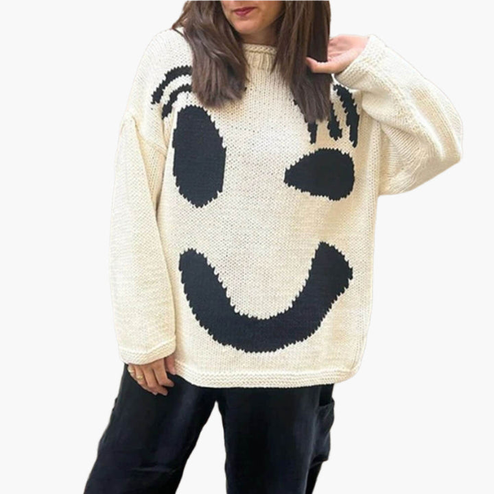 Lune London | Knitted artist style sweater - Casual sweater with abstract face pattern