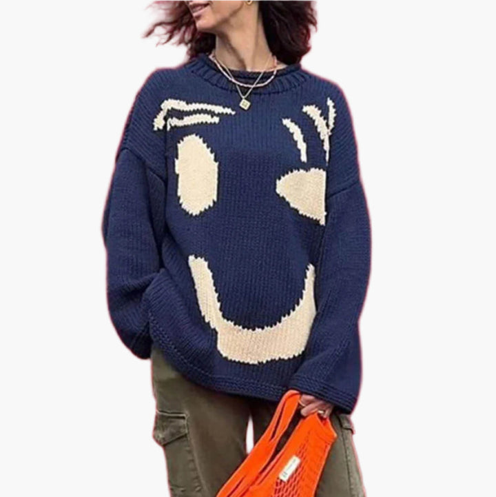 Lune London | Knitted artist style sweater - Casual sweater with abstract face pattern