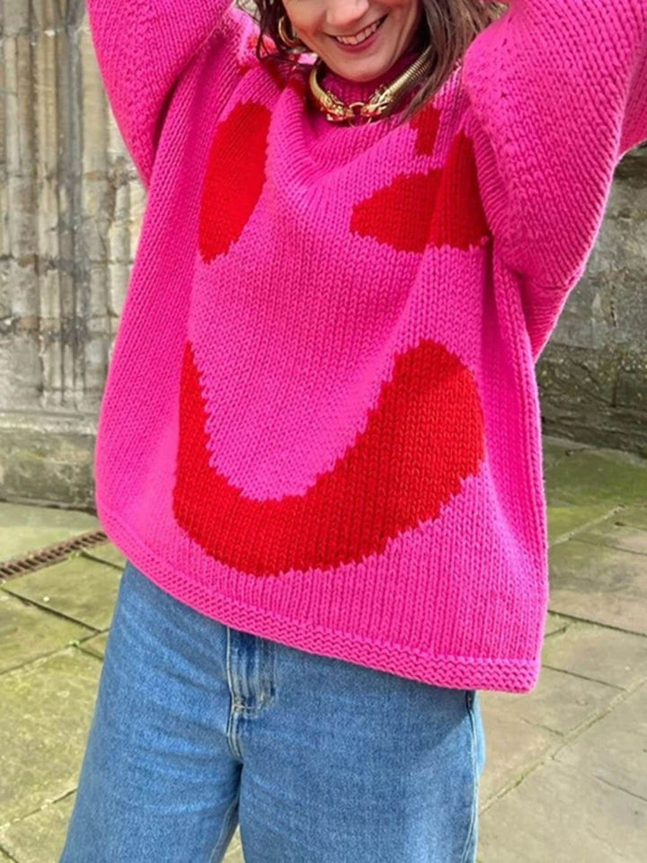 Lune London | Knitted artist style sweater - Casual sweater with abstract face pattern