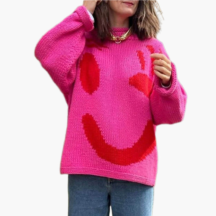 Lune London | Knitted artist style sweater - Casual sweater with abstract face pattern