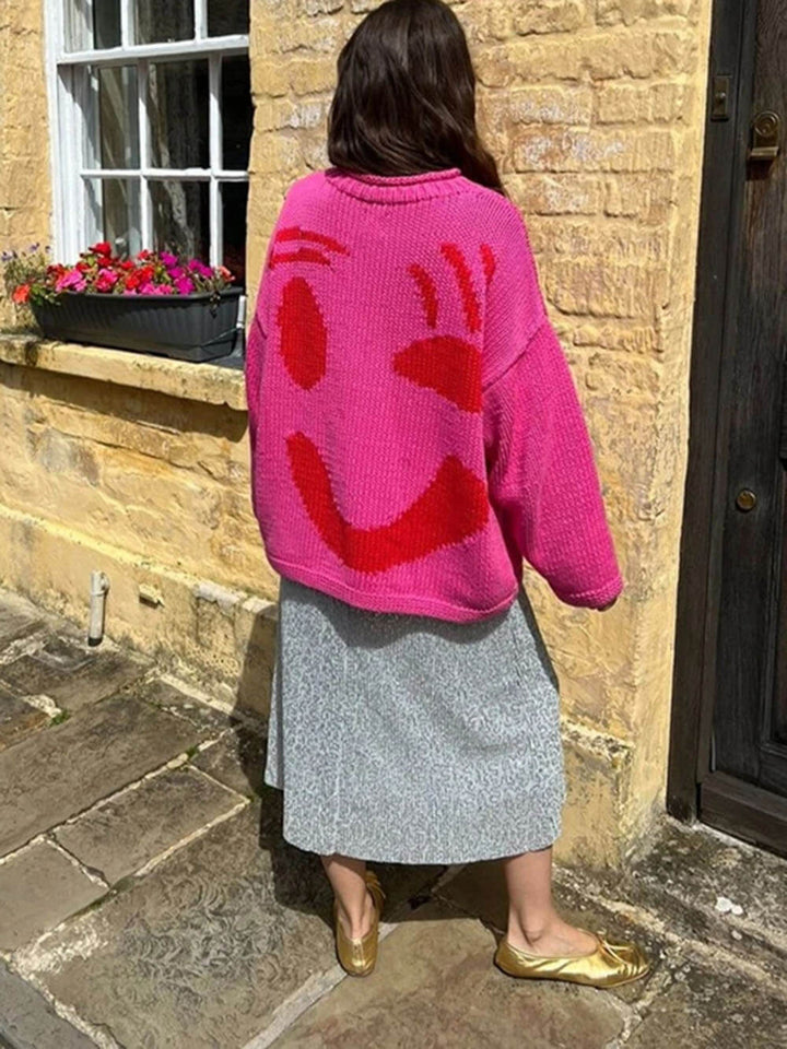 Lune London | Knitted artist style sweater - Casual sweater with abstract face pattern