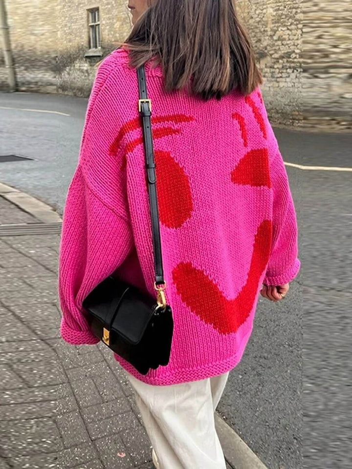 Lune London | Knitted artist style sweater - Casual sweater with abstract face pattern