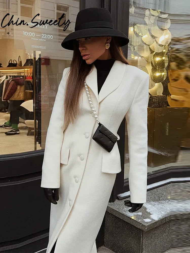 Lune London | Women's Coat - Elegant Wool Coat with Classic Lapel Collar and Warm Lining for Autumn and Winter