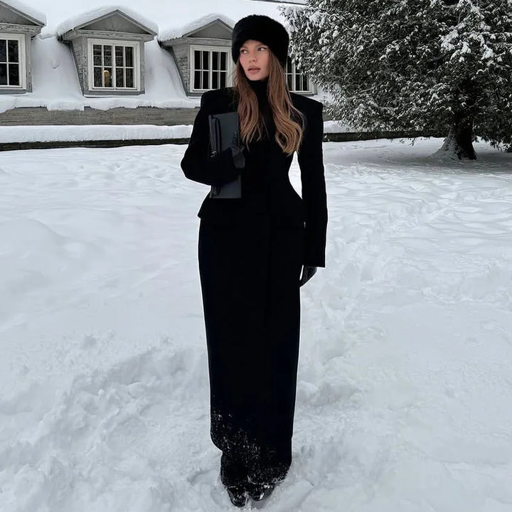Lune London | Women's Coat - Elegant Wool Coat with Classic Lapel Collar and Warm Lining for Autumn and Winter