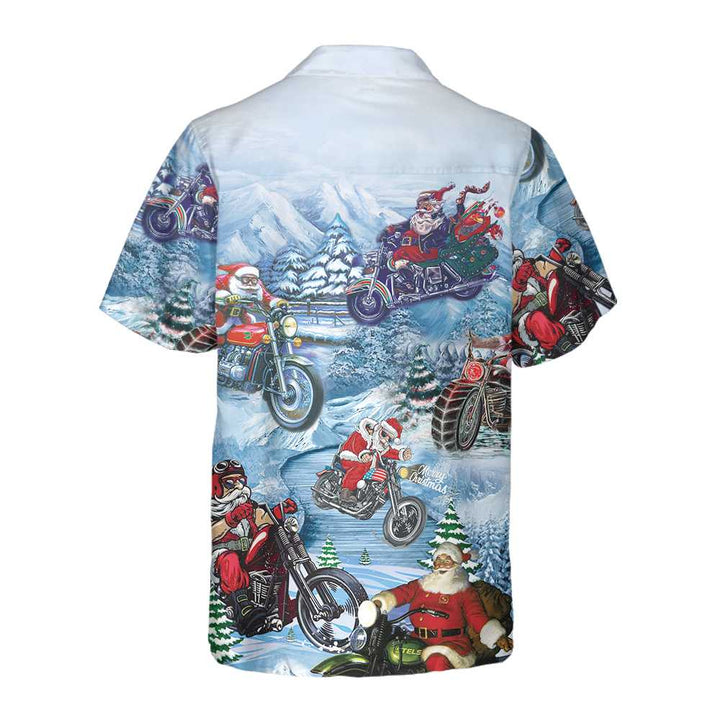 Lune London | Ride with Santa on the Christmas Hawaiian t-shirt, motorcycle Christmas t-shirt, best gift for Christmas