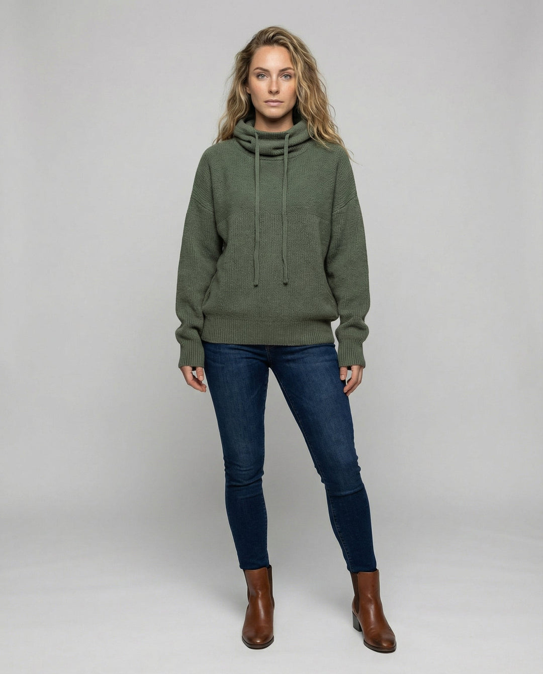 Casual, stylish pullover with stack collar | Amarae