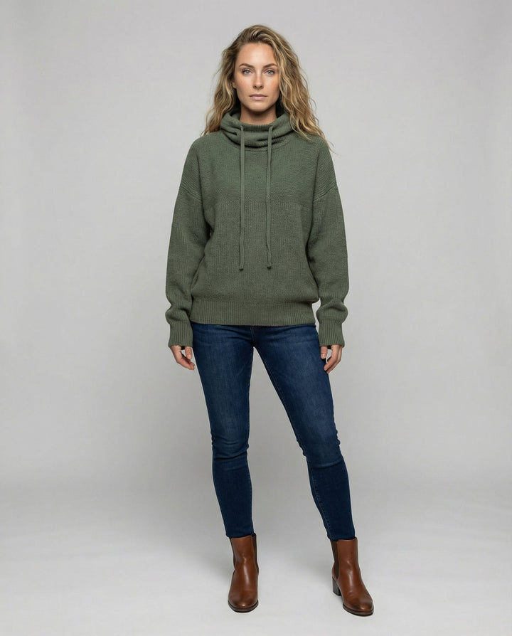 Casual, stylish pullover with stack collar | Amarae