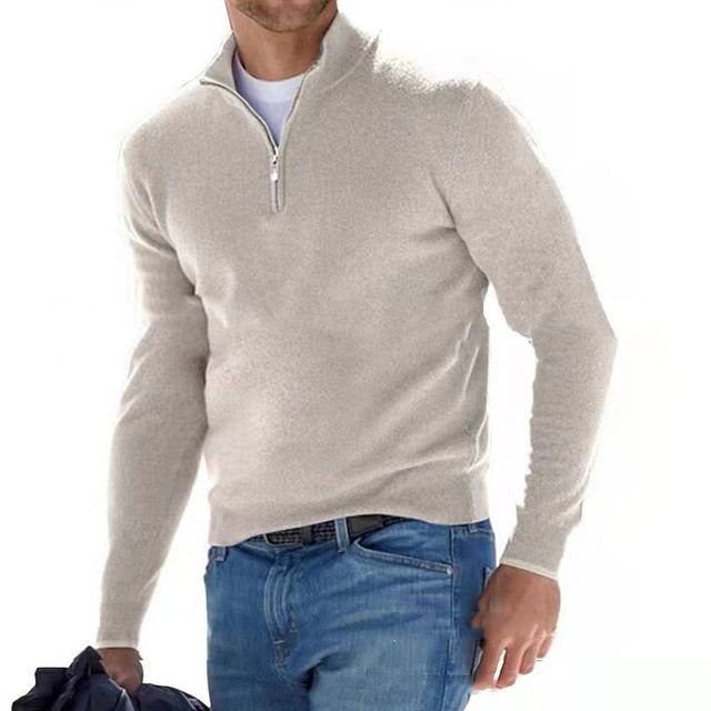 Chic Und Stil | V-Neck Sweater Men's Sweatshirt with Zipper