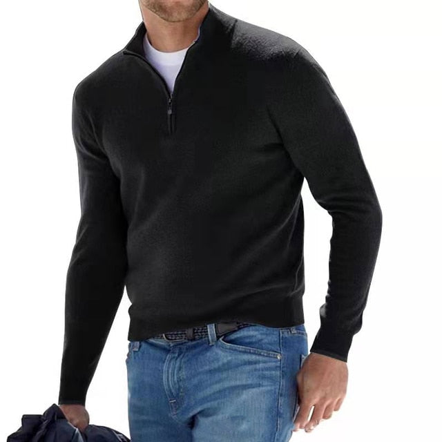 Chic Und Stil | V-Neck Sweater Men's Sweatshirt with Zipper