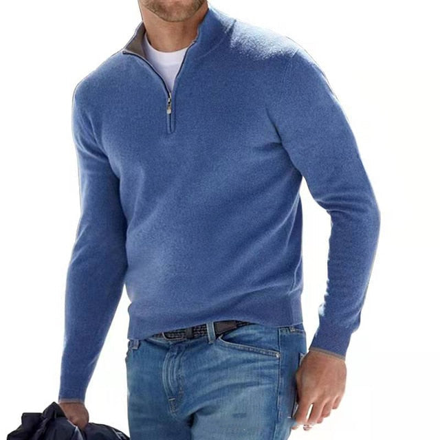Chic Und Stil | V-Neck Sweater Men's Sweatshirt with Zipper