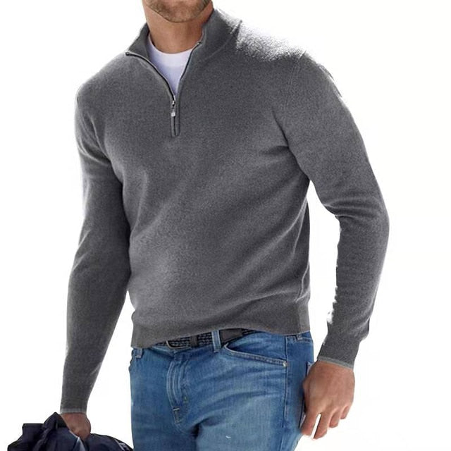 Chic Und Stil | V-Neck Sweater Men's Sweatshirt with Zipper