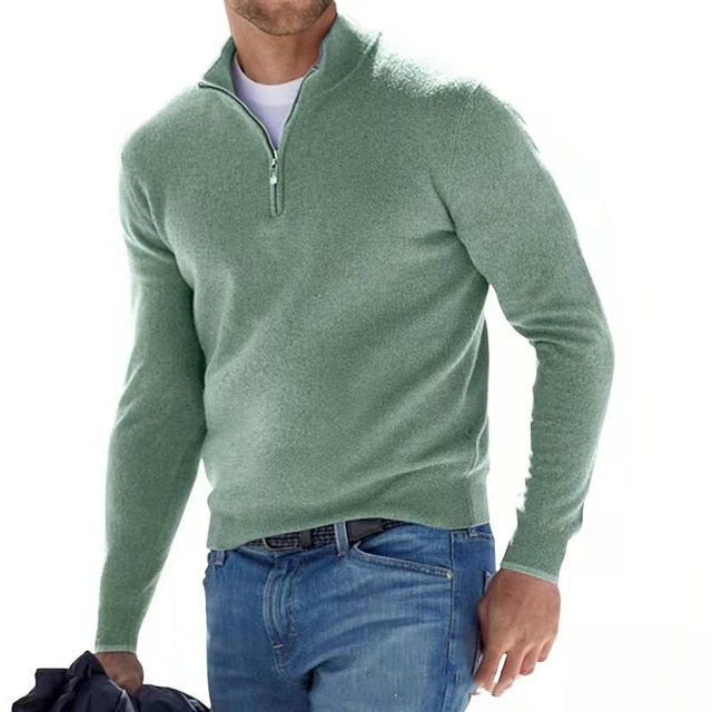 Chic Und Stil | V-Neck Sweater Men's Sweatshirt with Zipper