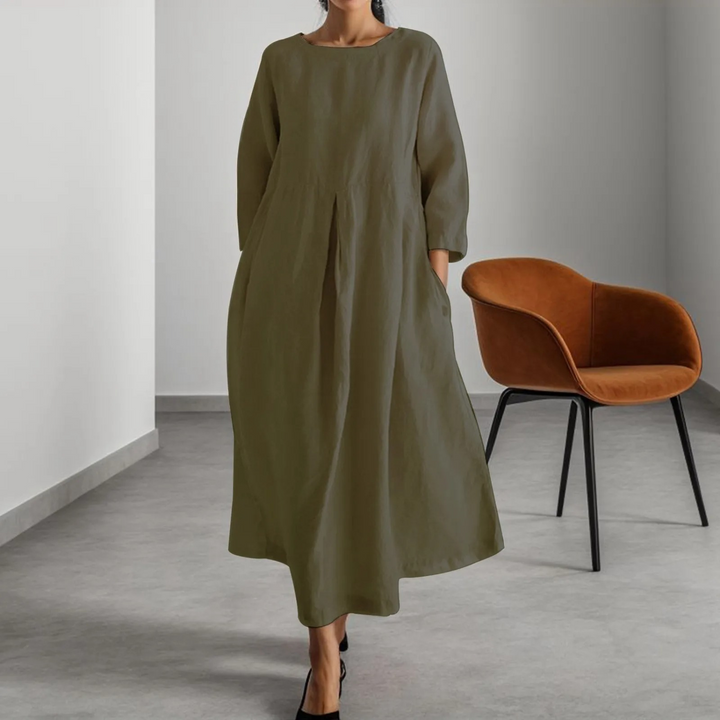 Lune London | Simple linen dress with round neckline