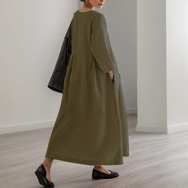 Lune London | Simple linen dress with round neckline