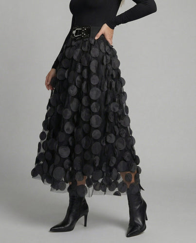 Women's Skirt Made of Tulle & Polka Dot Material with Patchwork Design & Chic Look Amarae