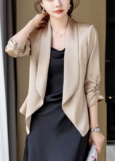 Amarae | Champagne Peter-Pan-Collier crumpled satin coats