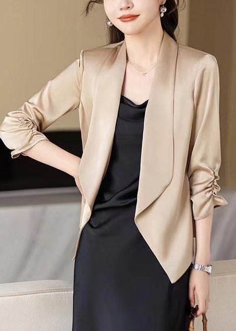 Amarae | Champagne Peter-Pan-Collier crumpled satin coats