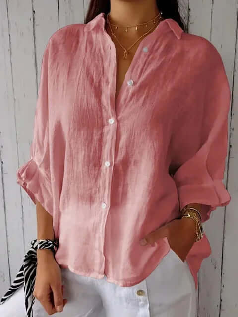 Lune London | Casual Shirt with Loop Closure Made Of Cotton and Linen for Women
