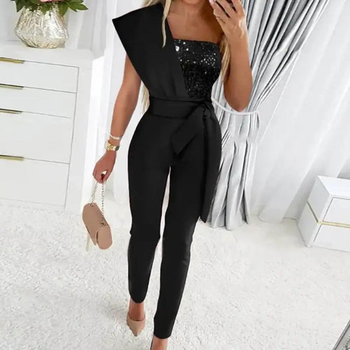 Amarae | Jumpsuit with Patchwork and Sparkling Sequins