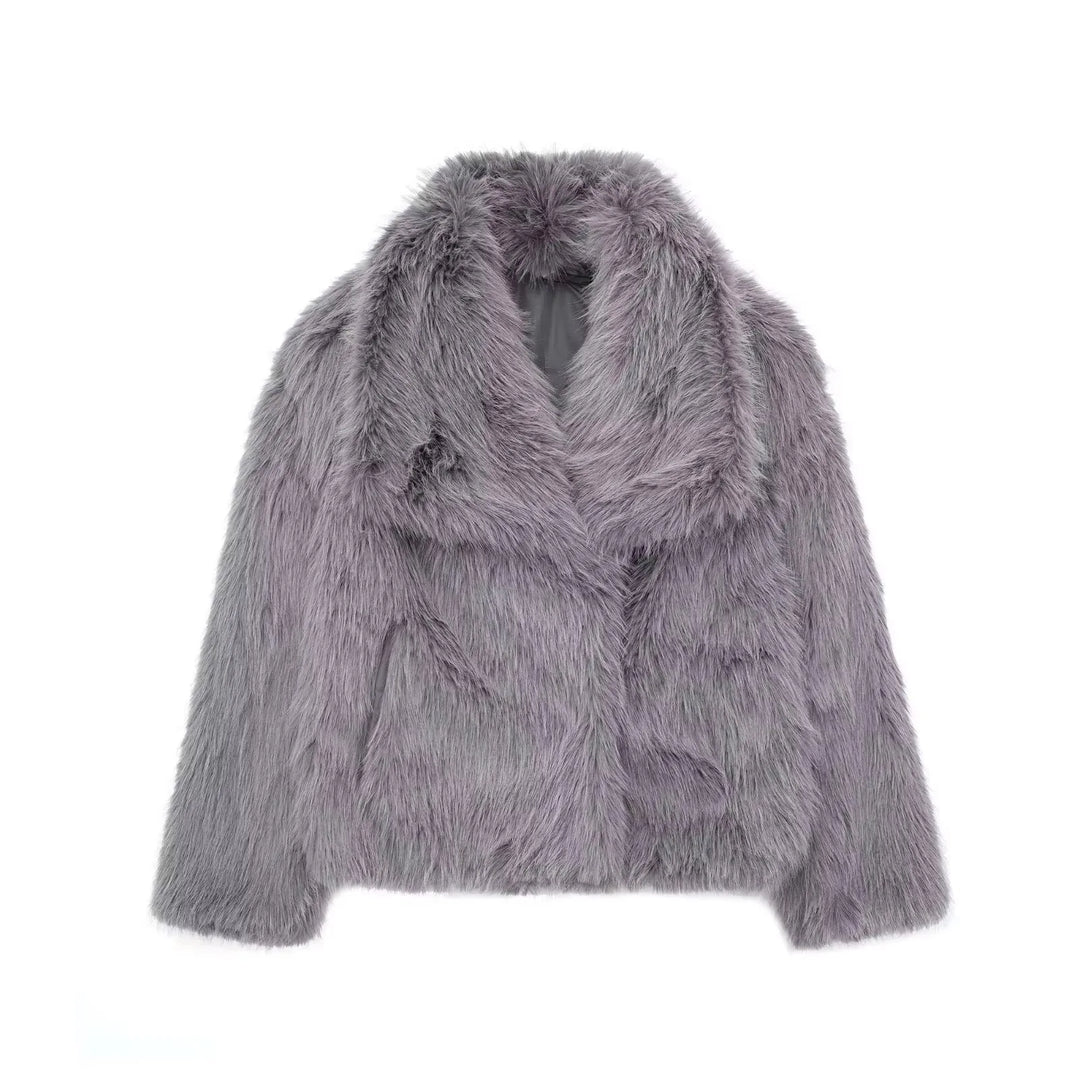 Lune London | Manteau d'hiver pour femmes - Manteau long en fausse fourrure