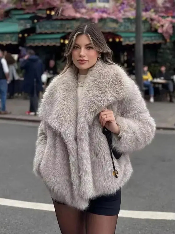 Lune London | Manteau d'hiver pour femmes - Manteau long en fausse fourrure