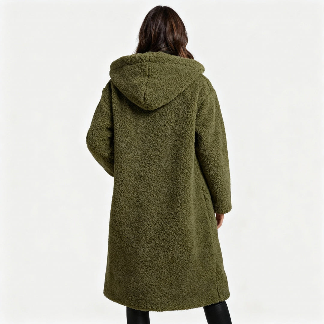 Stylish Teddy Coat Women's Comfort Long Coat Hood | Amarae