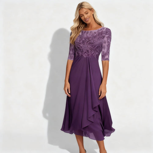 Amarae | Feminine Flowing Chiffon Midi Dress