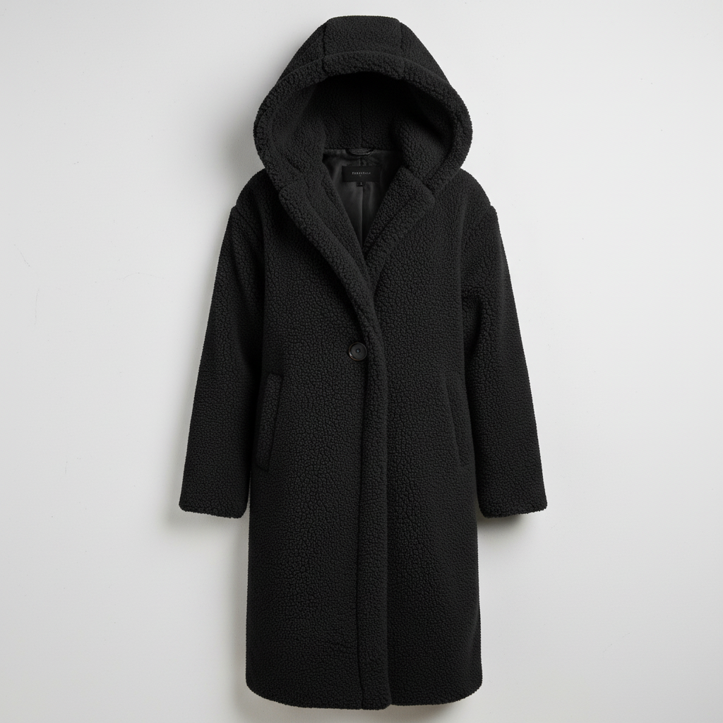 Stylish Teddy Coat Women's Comfort Long Coat Hood | Amarae