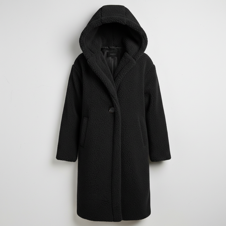 Stylish Teddy Coat Women's Comfort Long Coat Hood | Amarae