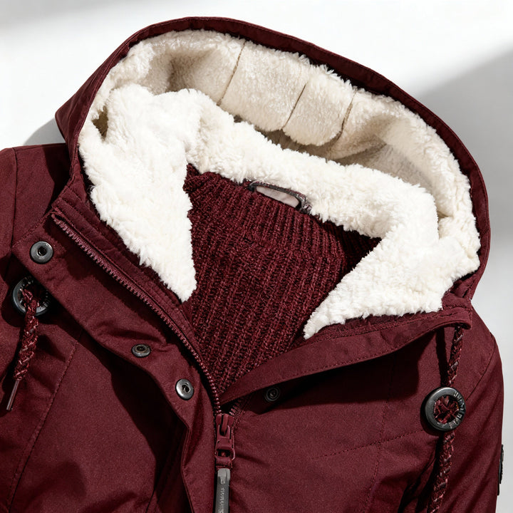 Warm Figure-hugging Mid-length Hooded Winter Coat Women | Amarae