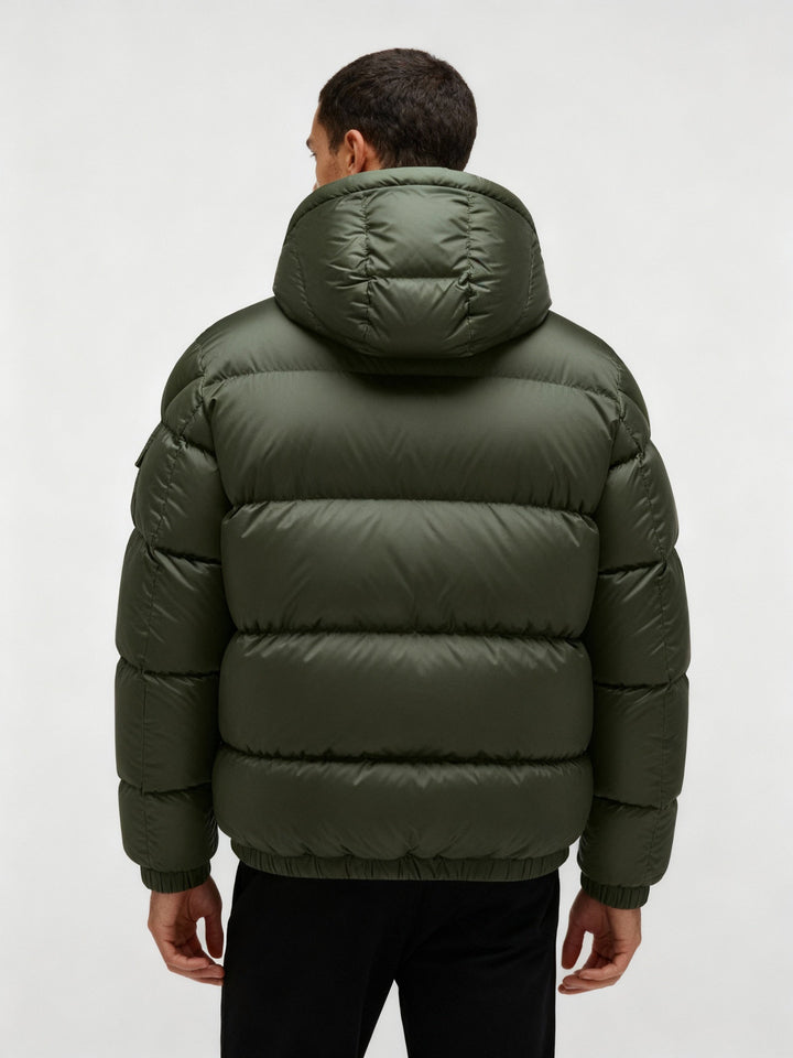 Men's puffer jacket made of duck feathers with warmth & hood | Amarae