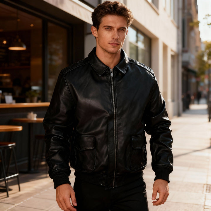 Chic Und Stil | Retro Oversized Us Air Force Fur-Look Leather Coat