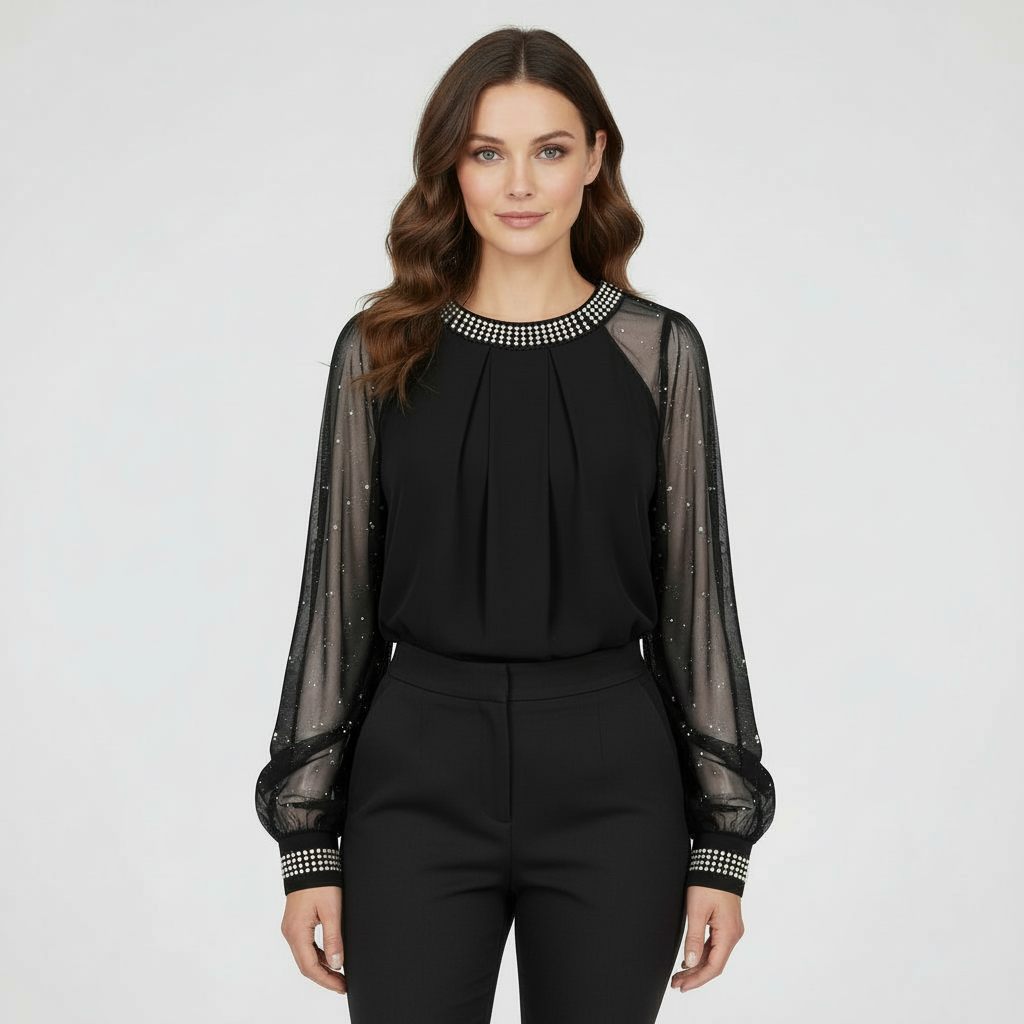 Mesh-Sequined Women's Top | Amarae