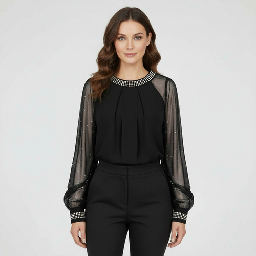 Mesh-Sequined Women's Top | Amarae