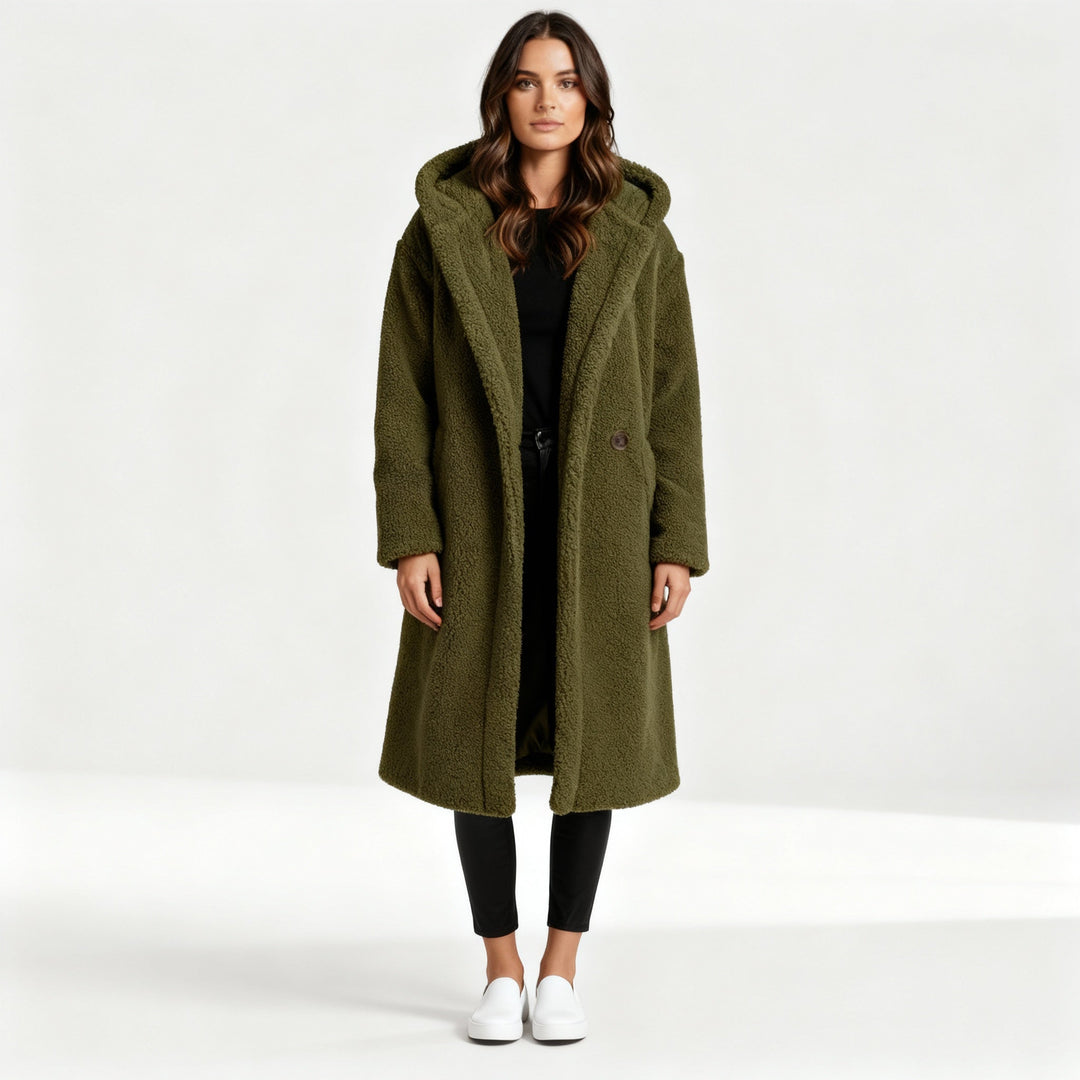 Stylish Teddy Coat Women's Comfort Long Coat Hood | Amarae