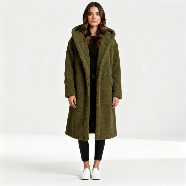 Stylish Teddy Coat Women's Comfort Long Coat Hood | Amarae
