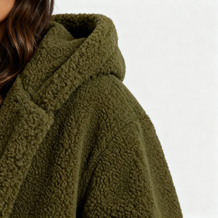 Stylish Teddy Coat Women's Comfort Long Coat Hood | Amarae