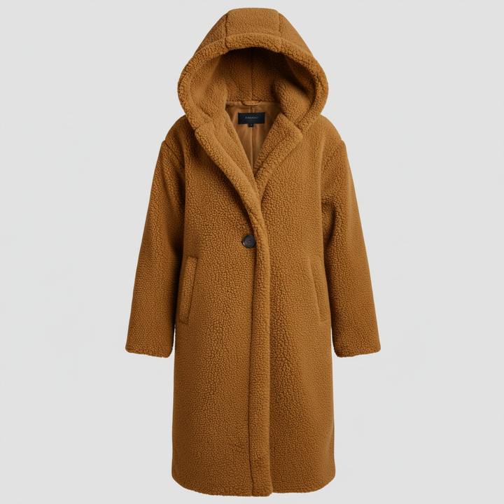 Stylish Teddy Coat Women's Comfort Long Coat Hood | Amarae