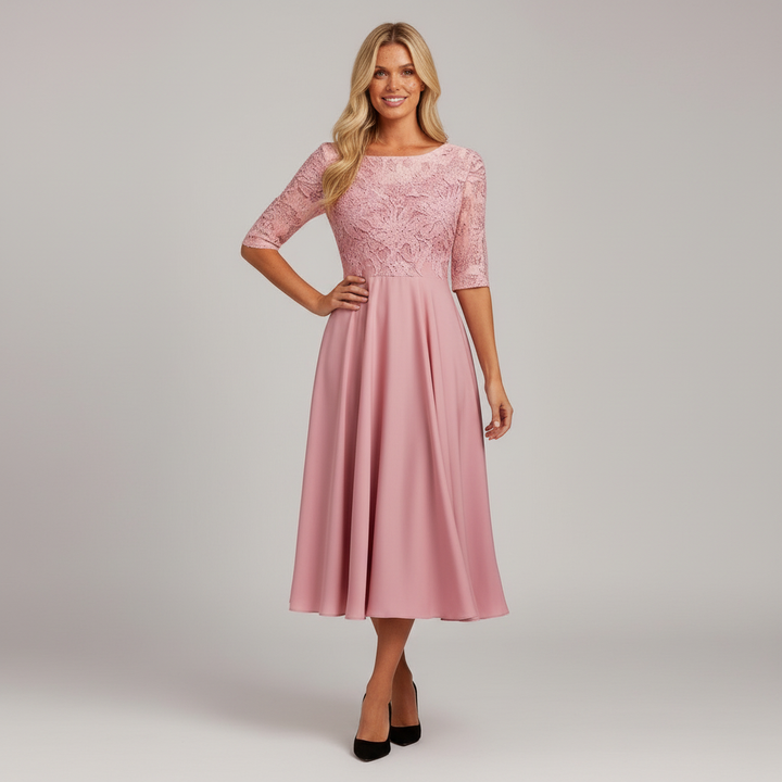 Lune London | Feminine Flowing Chiffon Midi Dress