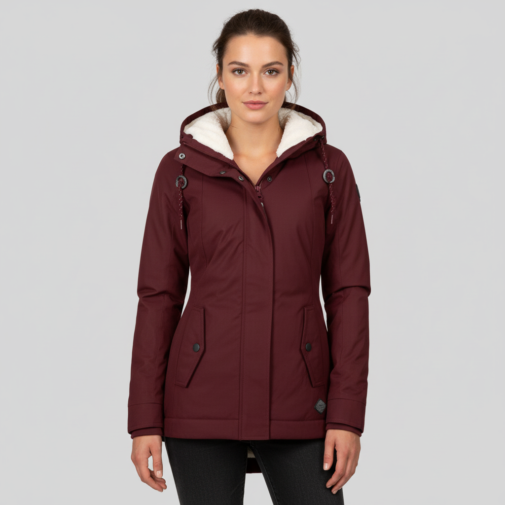 Warm Figure-hugging Mid-length Hooded Winter Coat Women | Amarae