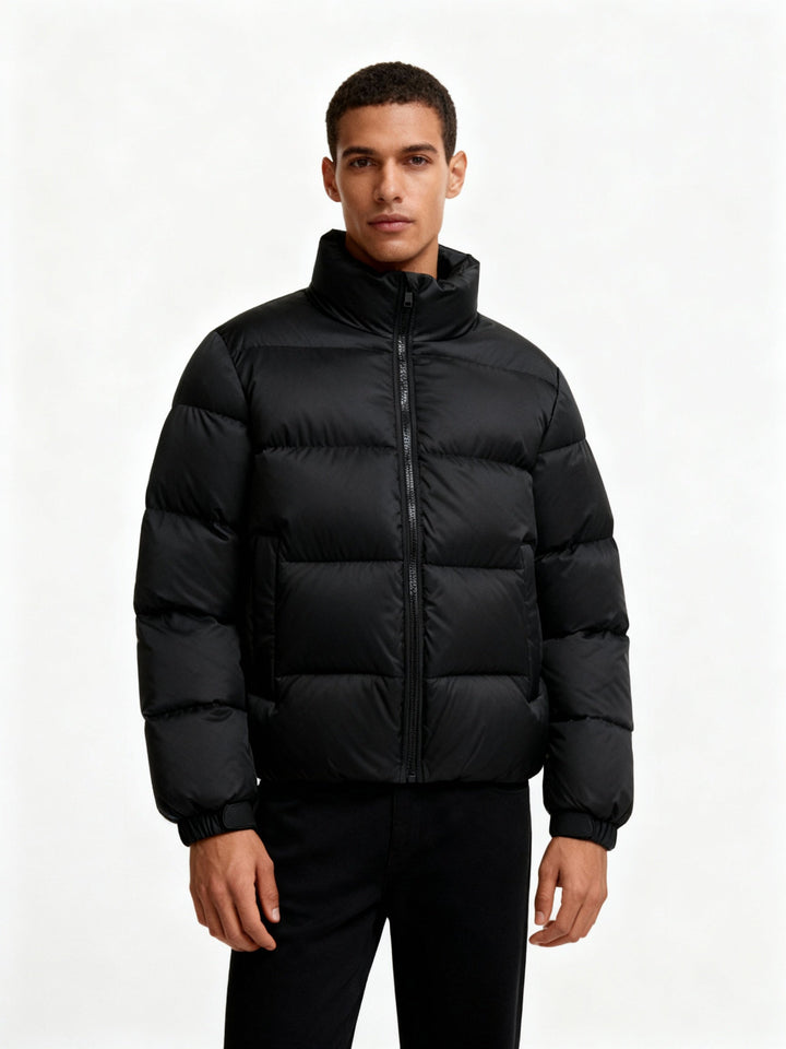 Men's puffer jacket made of duck feathers with warmth & hood | Amarae