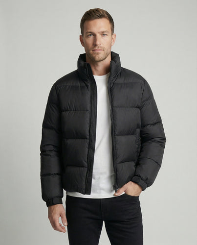 Men's puffer jacket made of duck feathers with warmth & hood | Amarae
