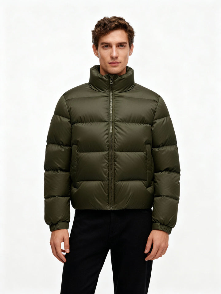 Men's puffer jacket made of duck feathers with warmth & hood | Amarae