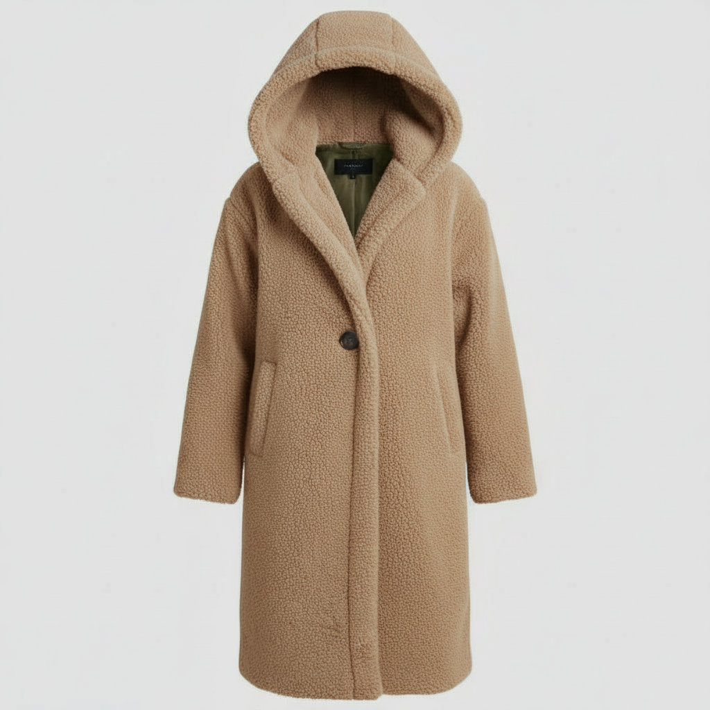 Stylish Teddy Coat Women's Comfort Long Coat Hood | Amarae