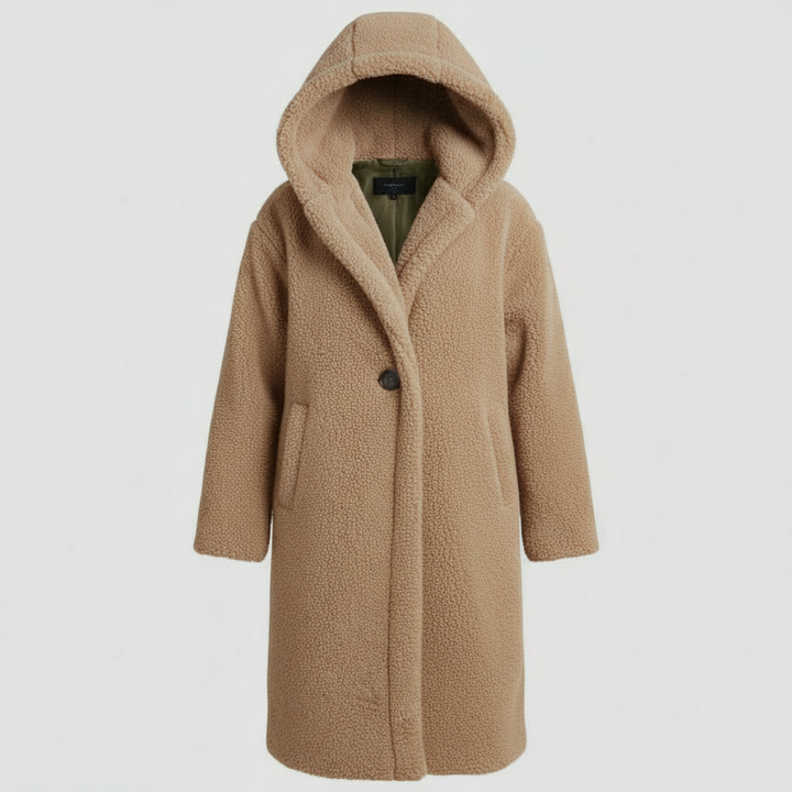 Stylish Teddy Coat Women's Comfort Long Coat Hood | Amarae