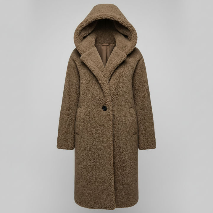 Stylish Teddy Coat Women's Comfort Long Coat Hood | Amarae